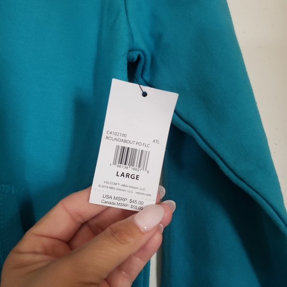 Volcom Blue Hooded Sweatshirt. Tags.  Large. - Picture 6 of 10